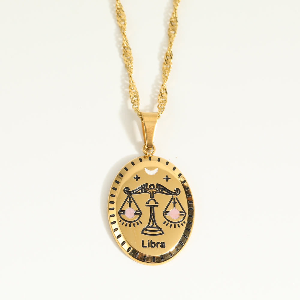 Olivenorma French Vintage Zodiac Stainless Steel 18k Gold Necklace