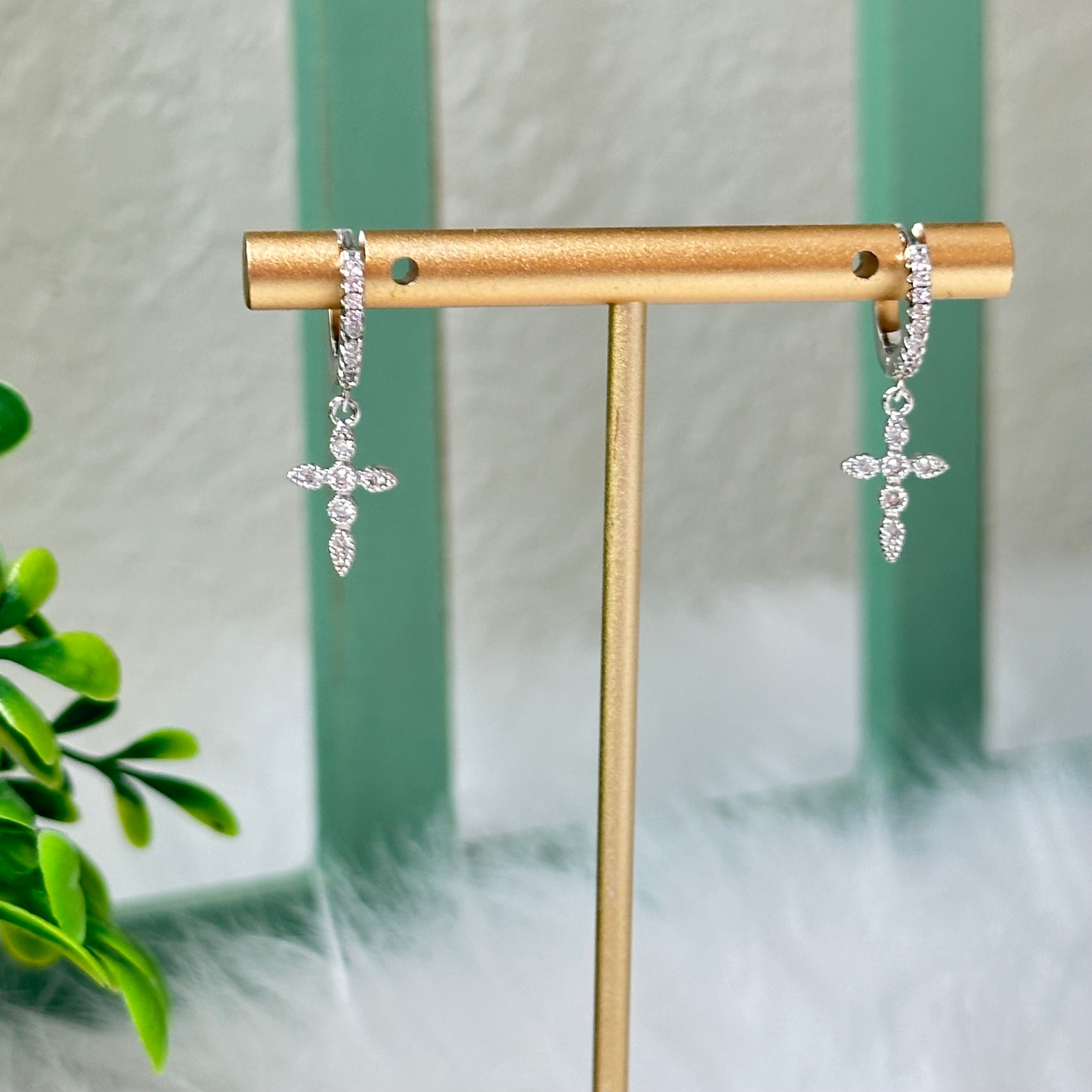 Dainty Cross Huggie Hoop Earrings
