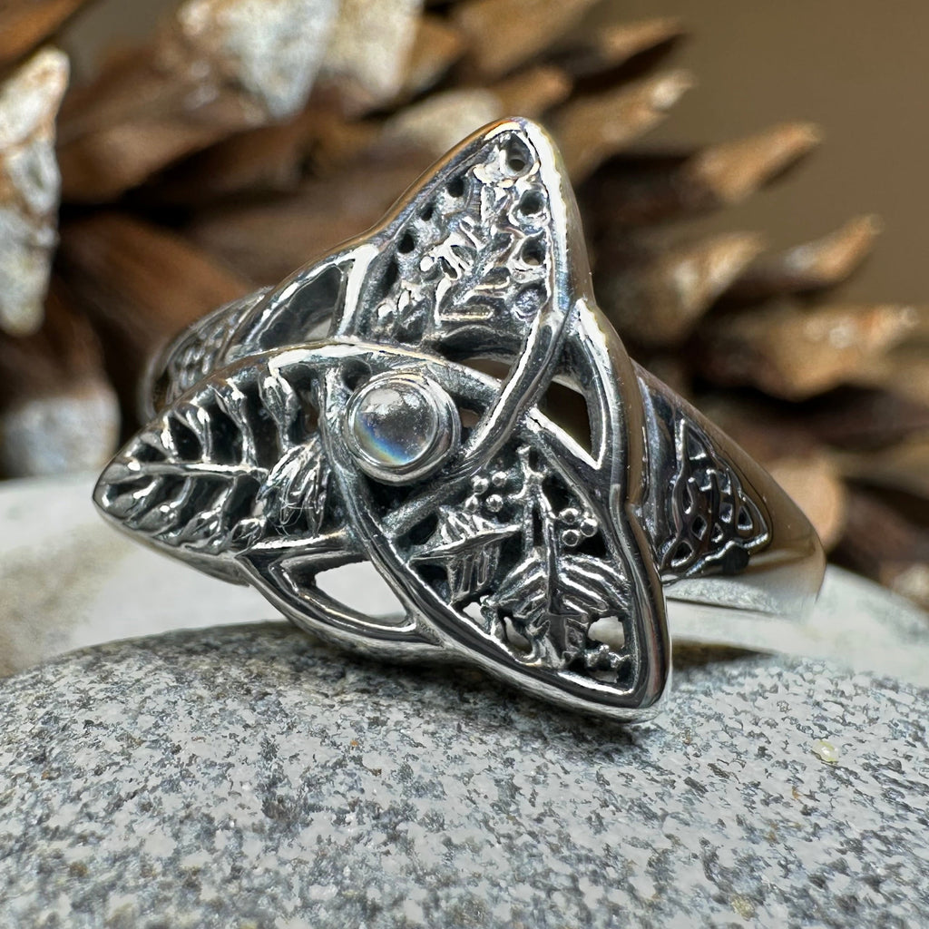 Oak Ash Thorn Moonstone Ring