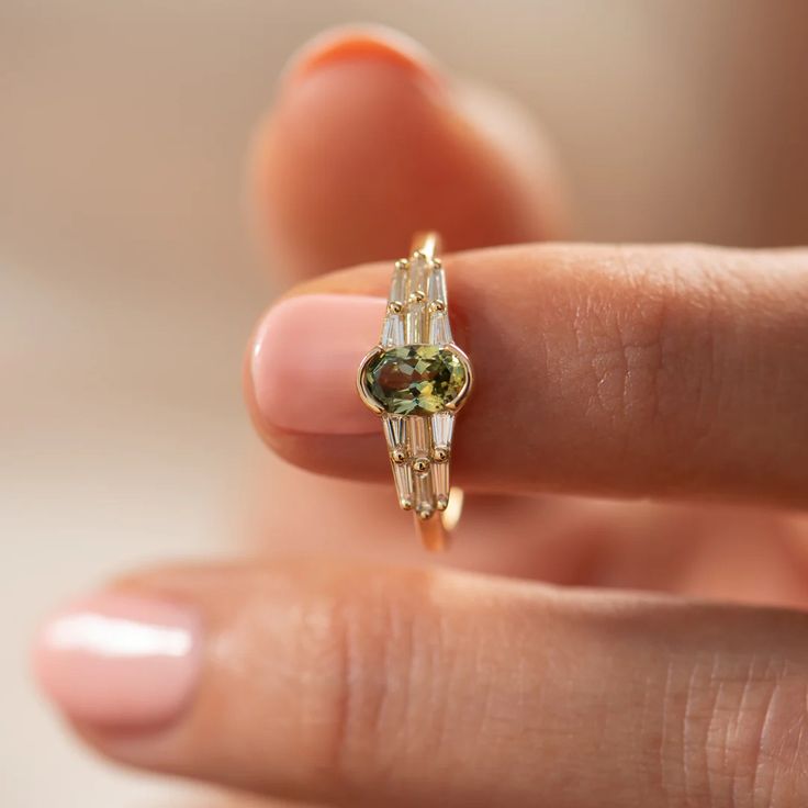 Vintage Olive Zirconia Ring