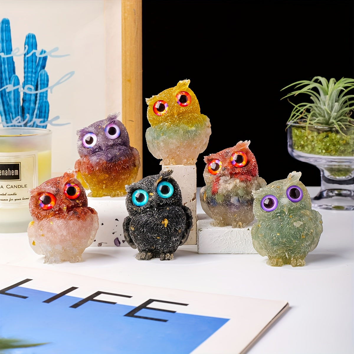 Crystal Resin Drip Owl Patchwork Semi-finished DIY Kit