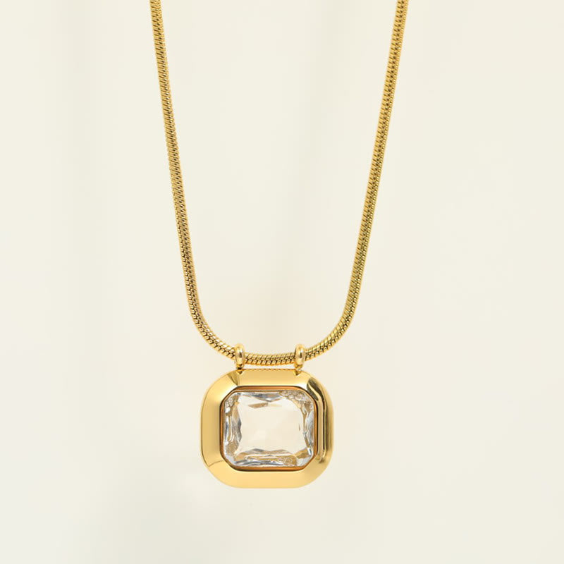 Olivenorma Sliding White Crystal Stainless Steel Necklace