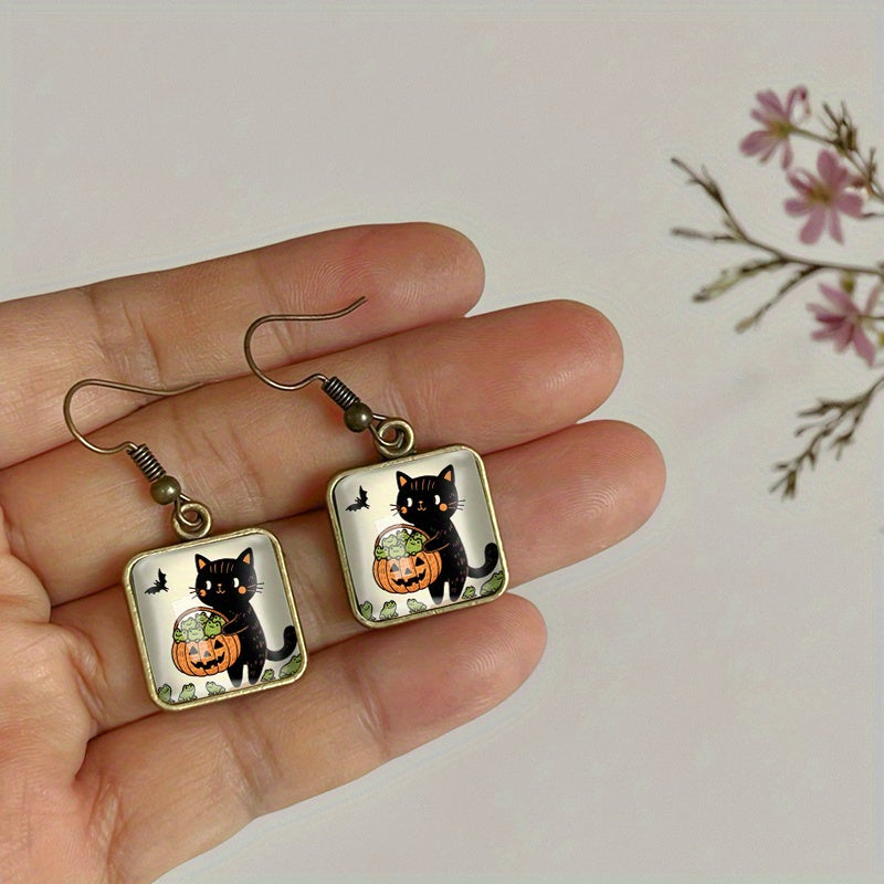 Retro Halloween Square Earrings