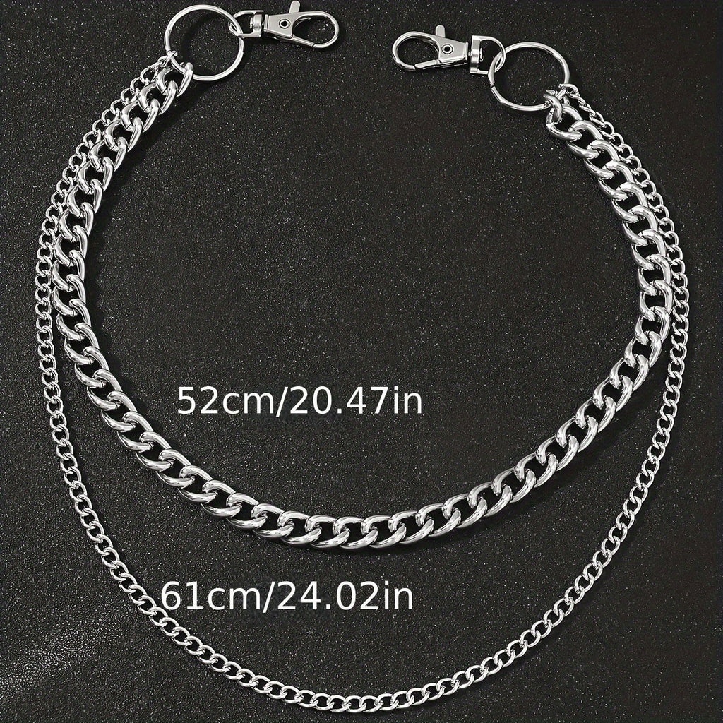Men's Large Circle Silver Chain with Suit Pants