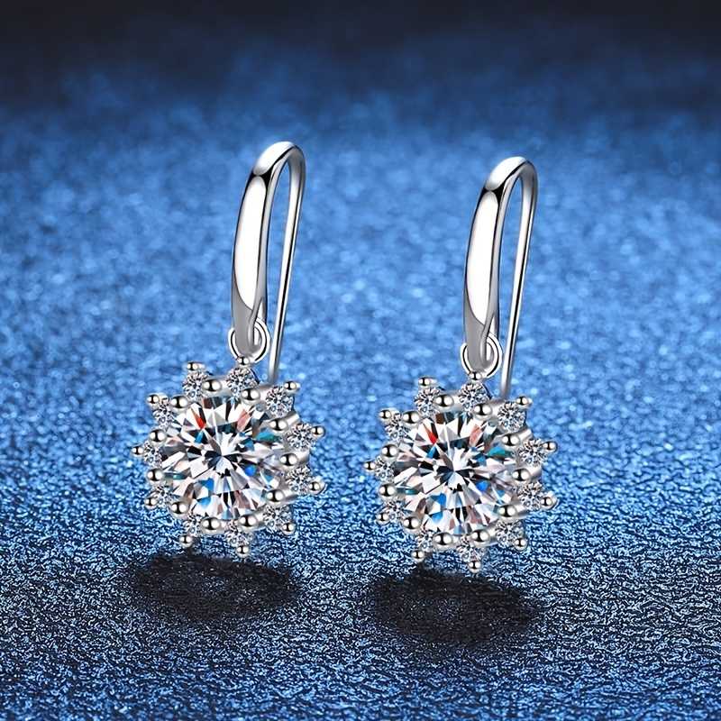 Women's Silver Plated Sunflower Drop Earring With Cubic Zirconia