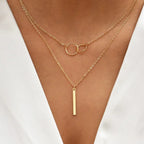 Retro Gold Double Circle Pendant Necklace