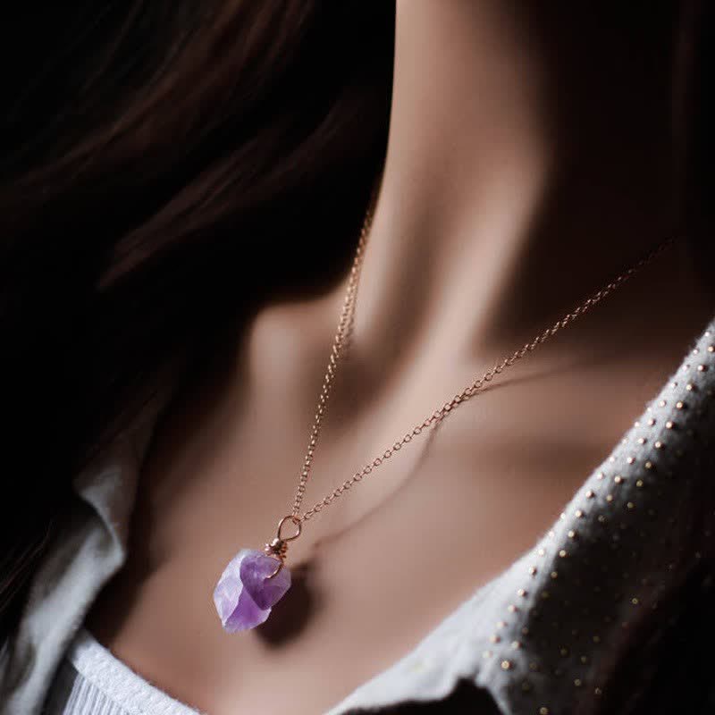 Olivenorma Delicate Amethyst Natural Crystal Necklace