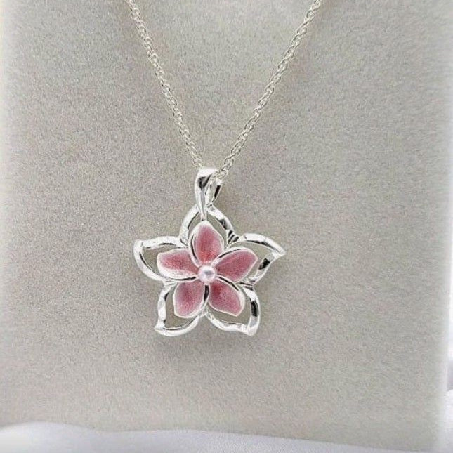Pink Blossom Silvered Necklace