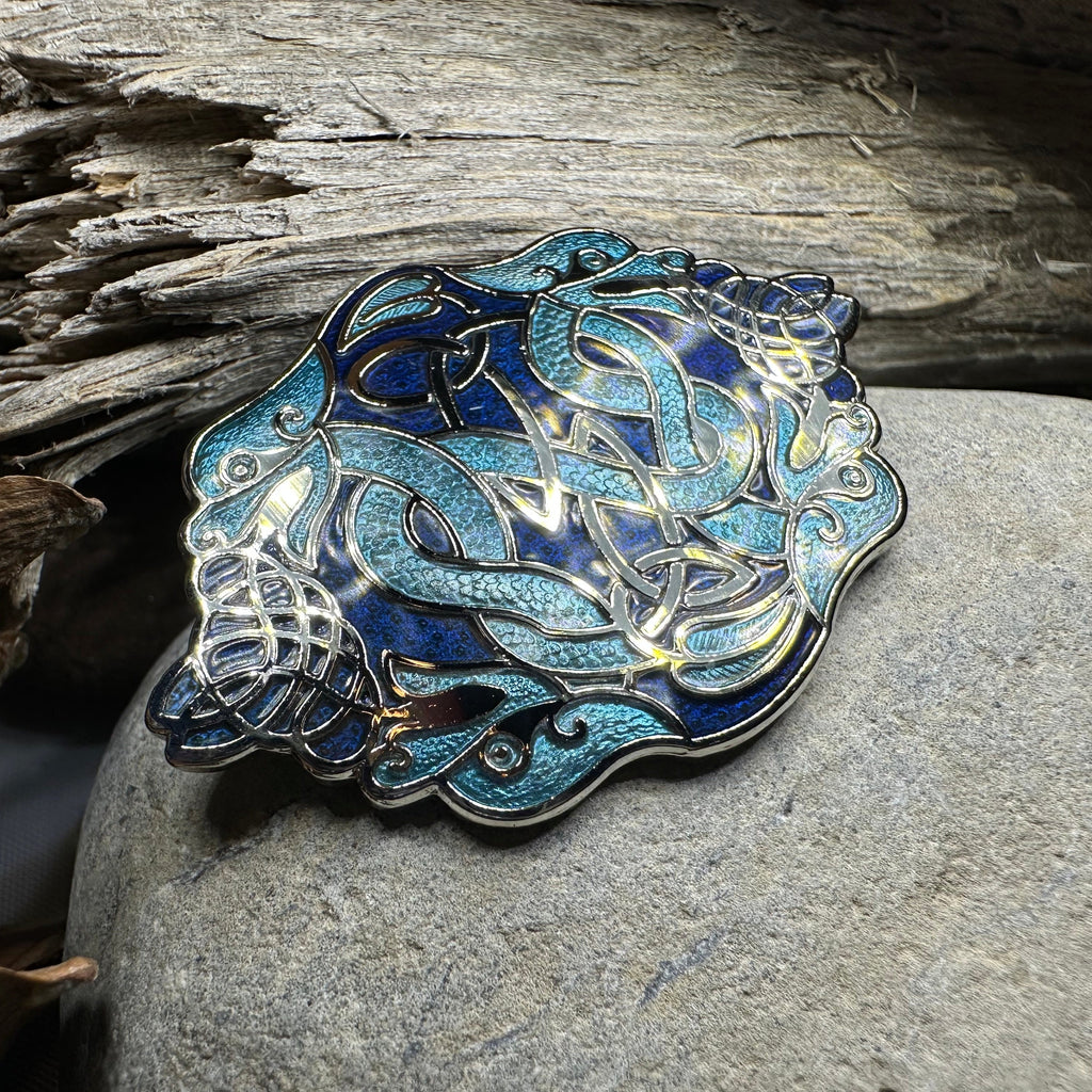 Celtic Dragon Enamel Brooch