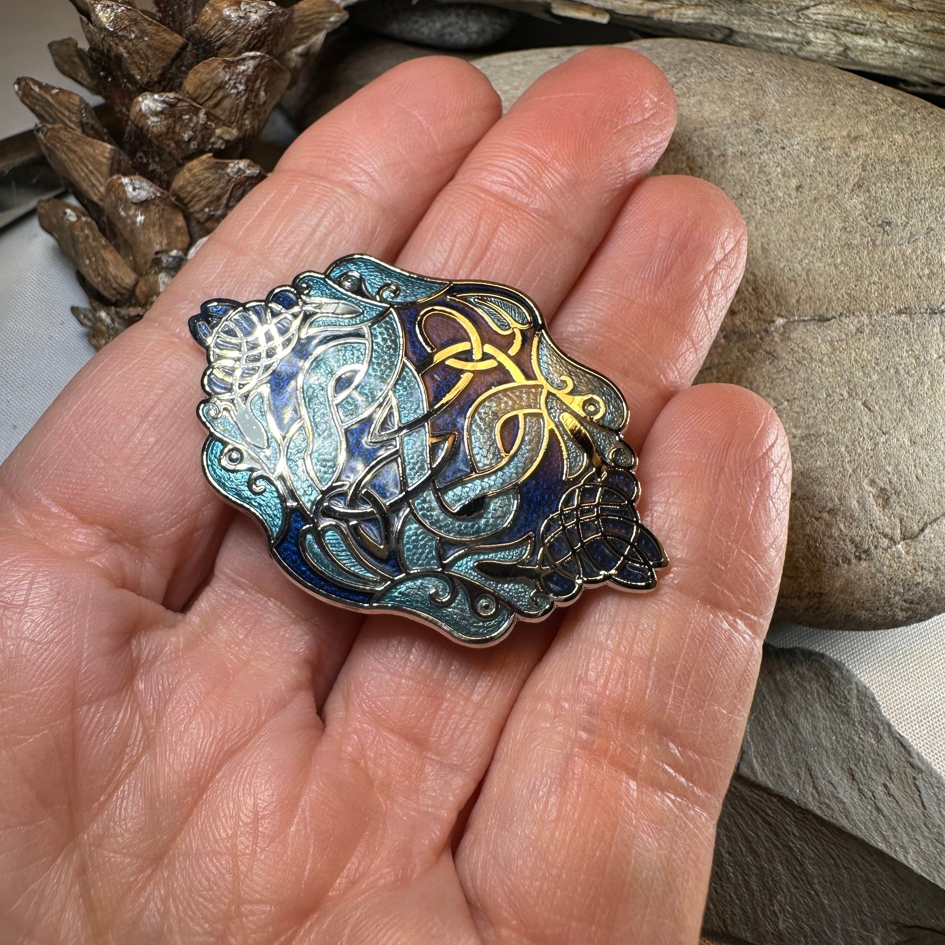 Celtic Dragon Enamel Brooch