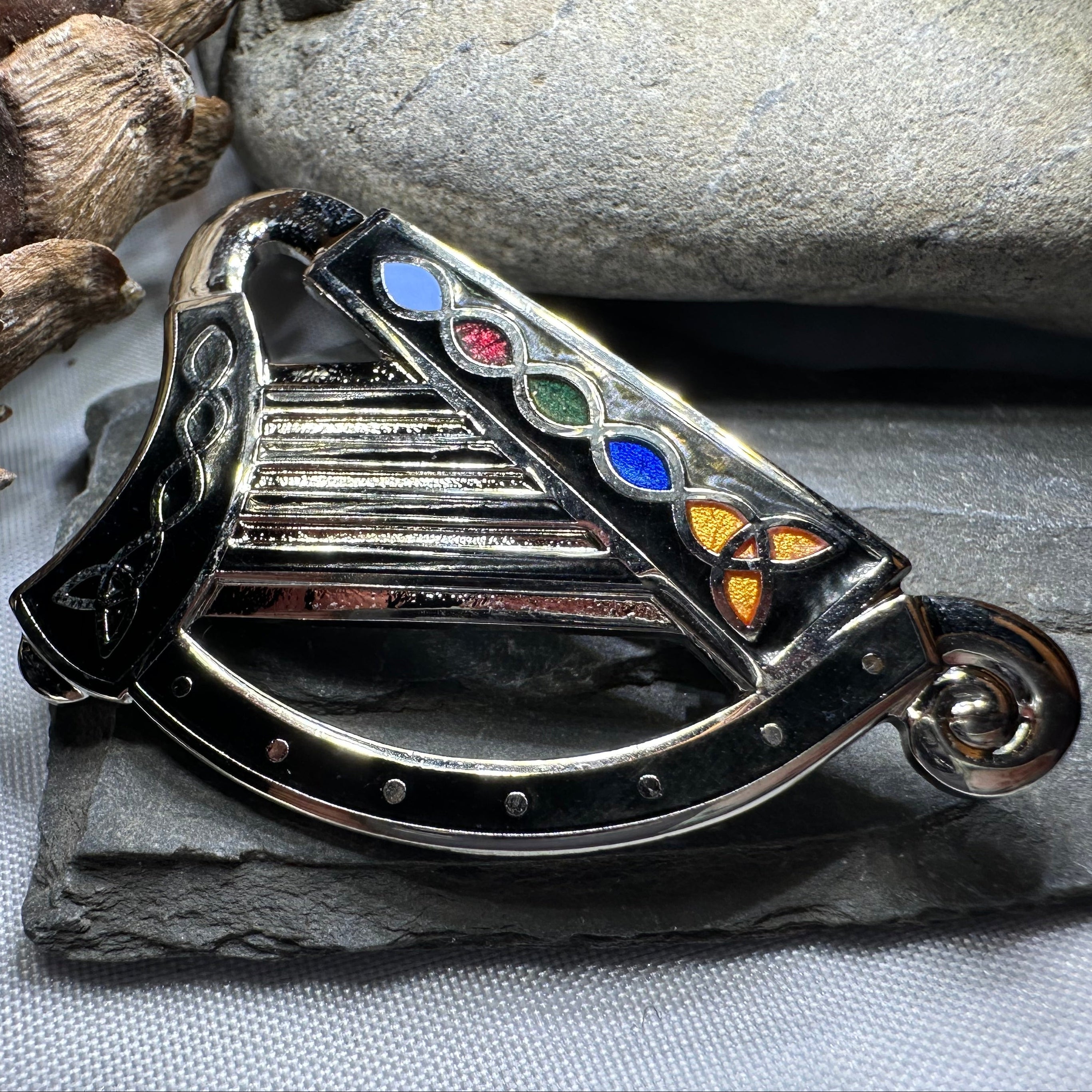 Celtic Harp Brooch