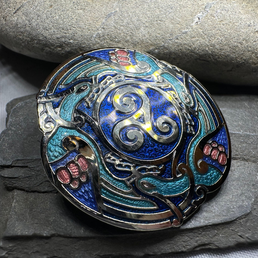 Celtic Birds Enamel Brooch