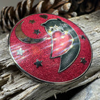 Red Enamel Owl Love Brooch