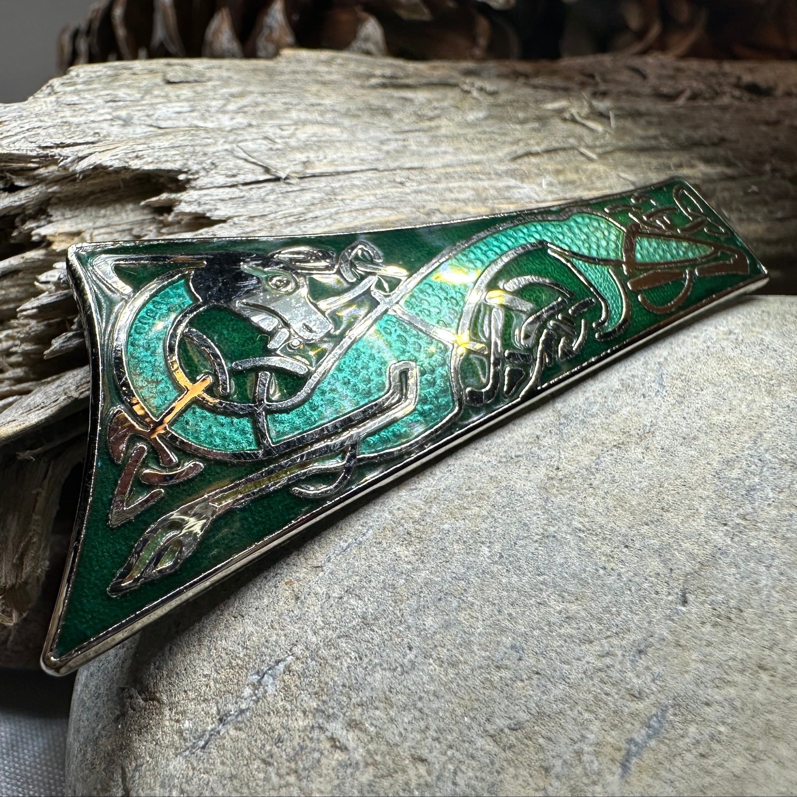 Long Celtic Dragon Brooch