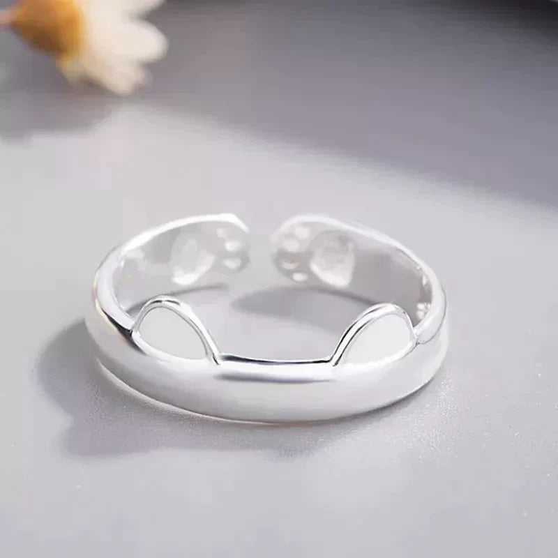 Adjustable Silver Paws Ring