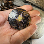 Round Enamel Triskele Knot Brooch