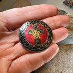 Enamel Celtic Cross Round Brooch