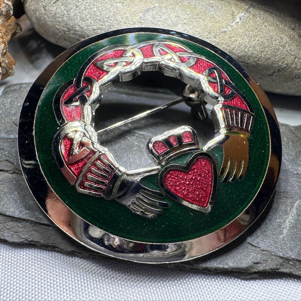 Enamel Irish Claddagh Brooch