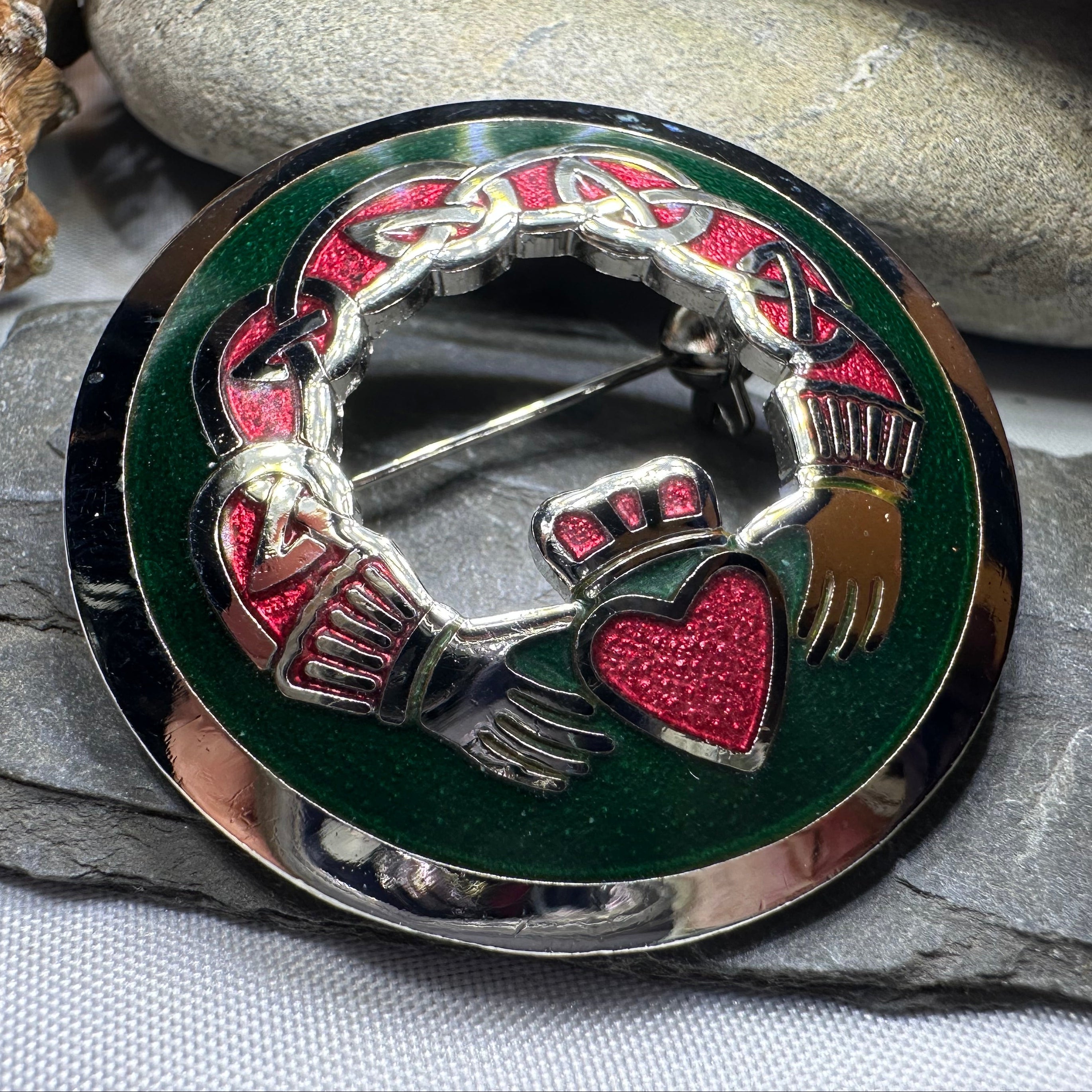 Enamel Irish Claddagh Brooch
