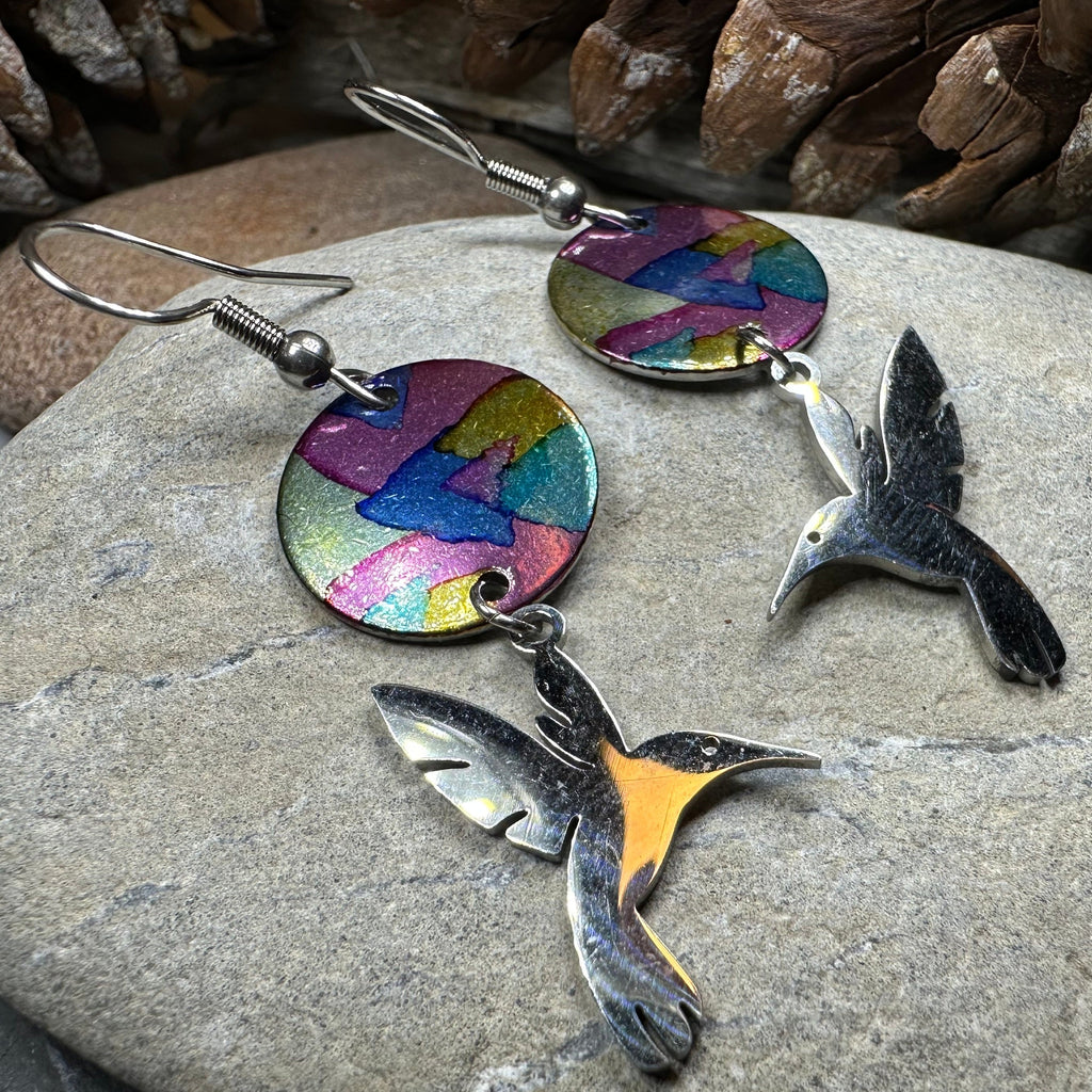 Colorful Hummingbird Artisan Earrings