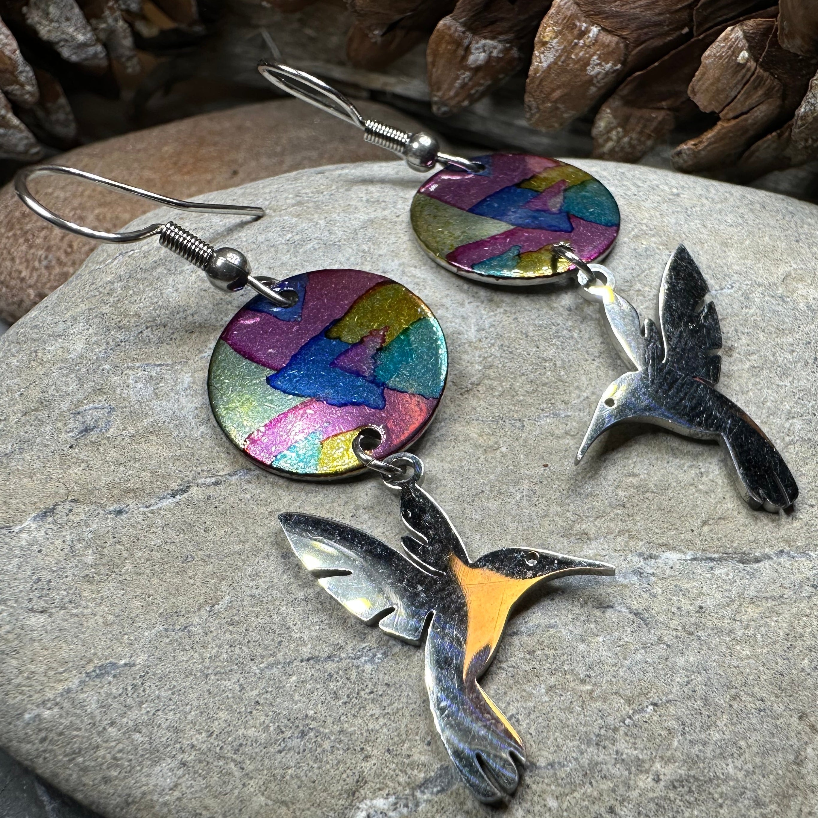 Colorful Hummingbird Artisan Earrings