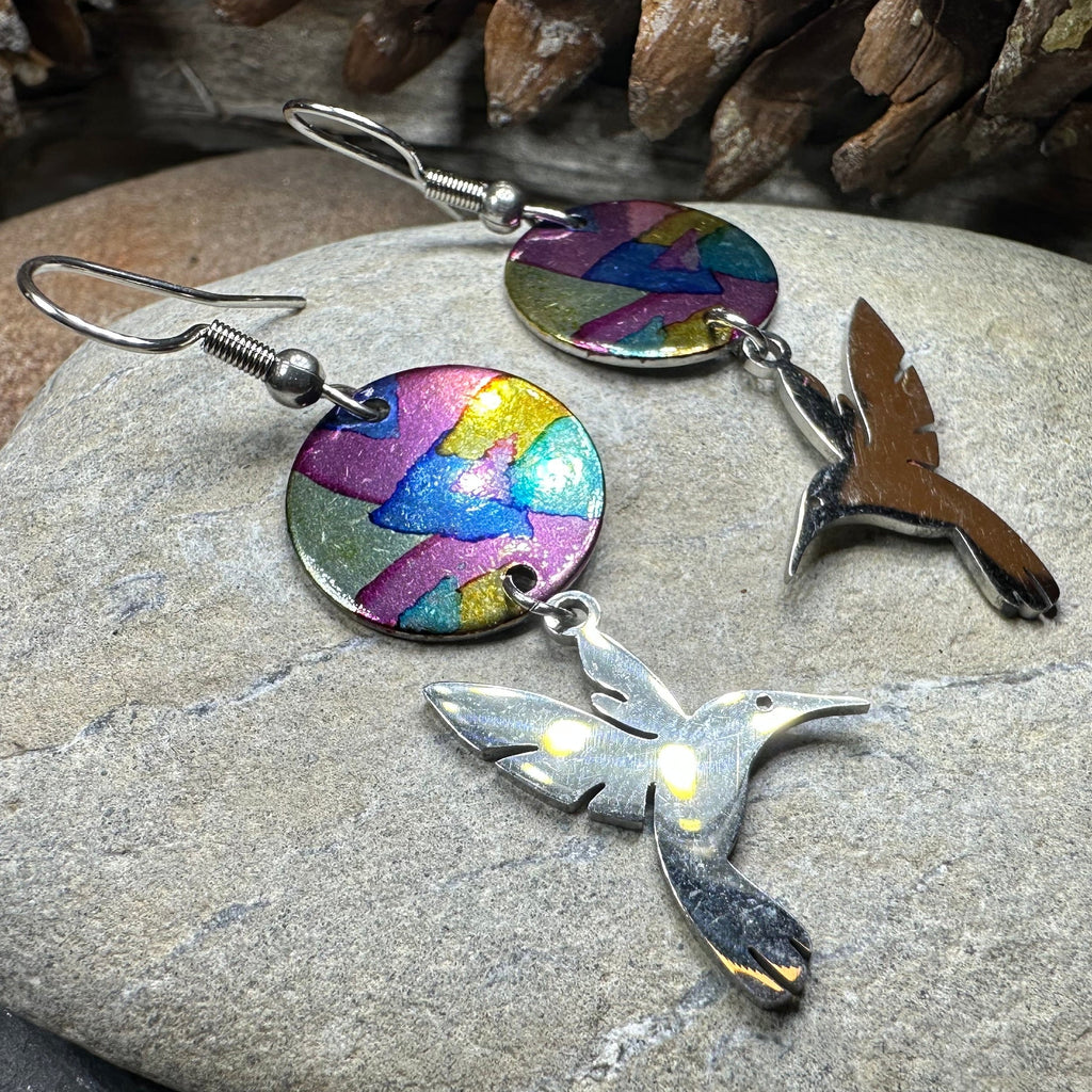 Colorful Hummingbird Artisan Earrings