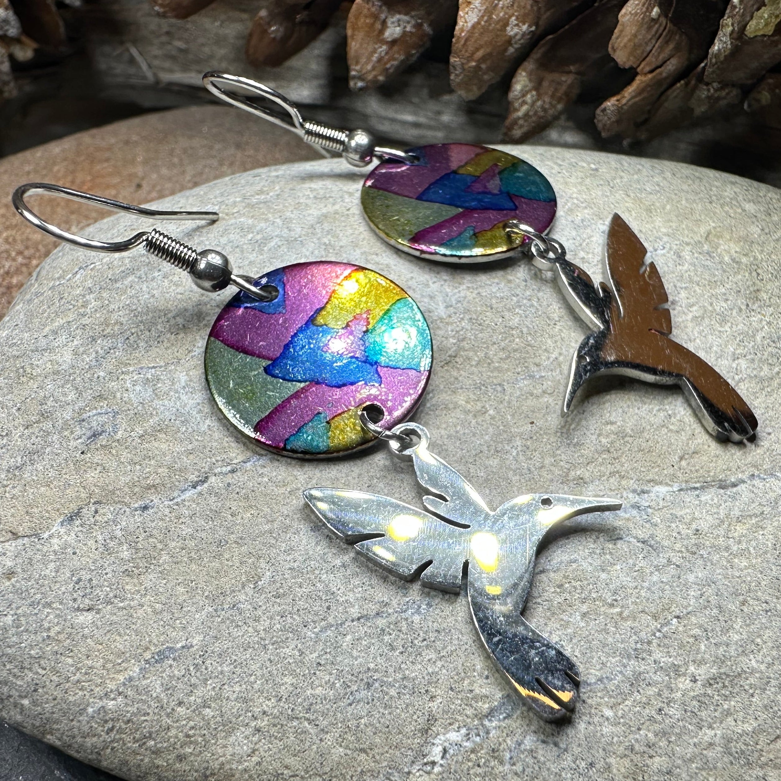 Colorful Hummingbird Artisan Earrings