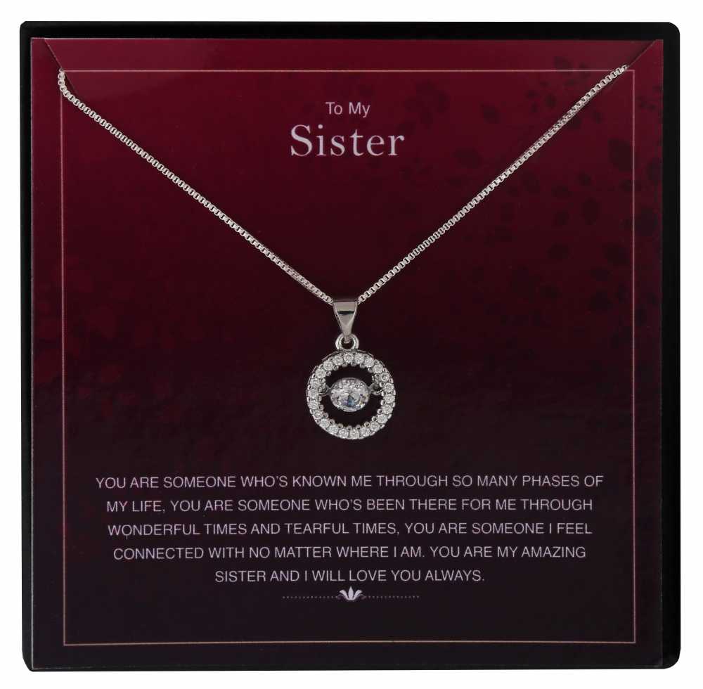 Lovable Sister Personalised Gift With Silver Plated Pendant Necklace