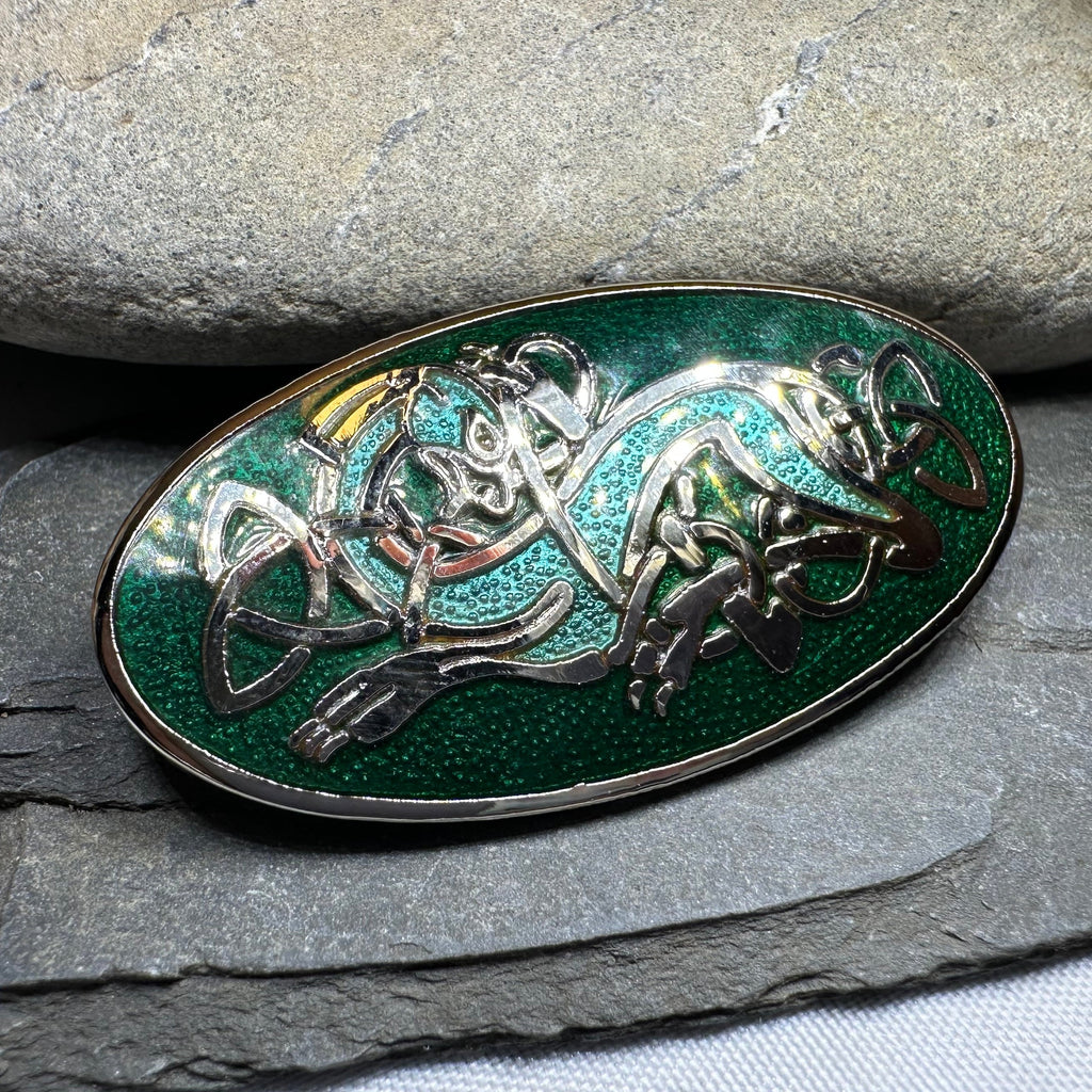 Enamel Celtic Dragon Brooch