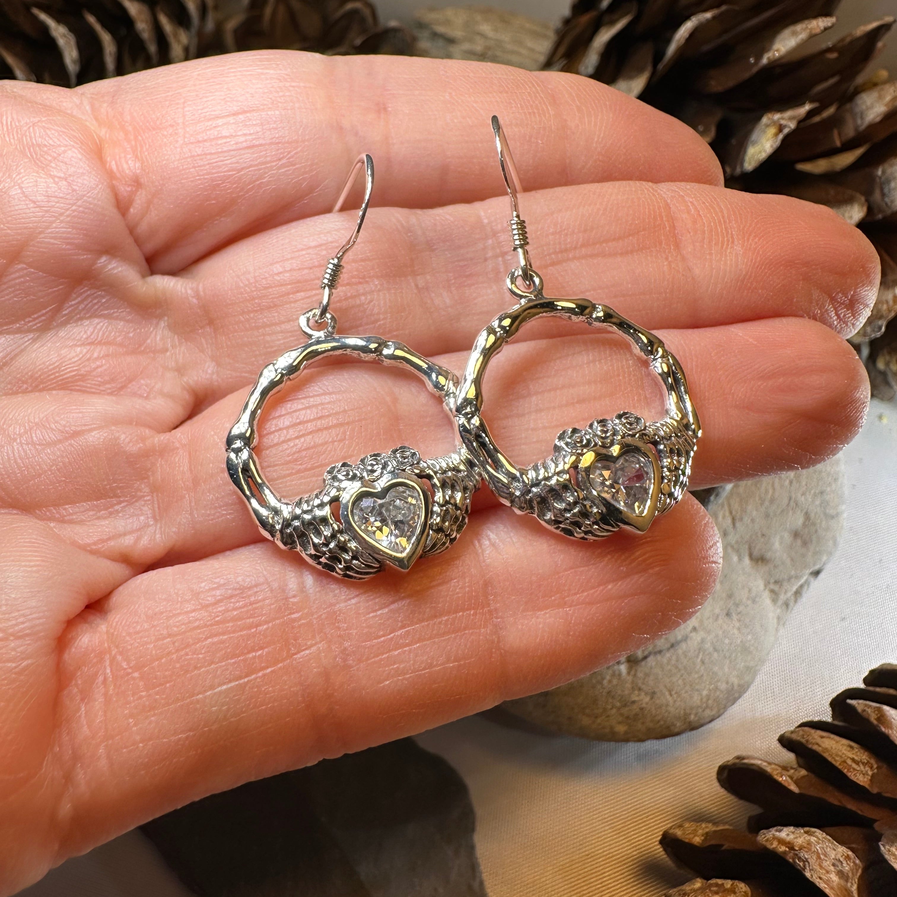 Gothic Claddagh Earrings