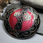 Enamel Celtic Cross Round Brooch