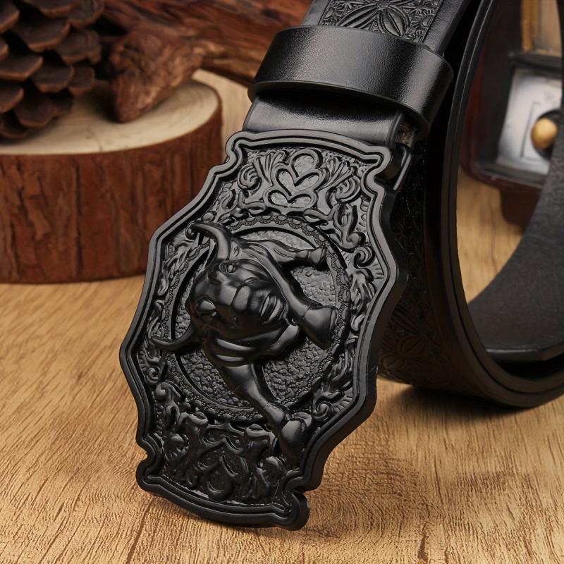 Retro Pattern Wide Waist Belt with Alloy Buckle