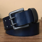 Men's Funky Style Double Prong Buckle Belt Top Layer Cowhide Leather