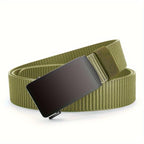 Adjustable Tactical Canvas Belt for Men, Olive Green