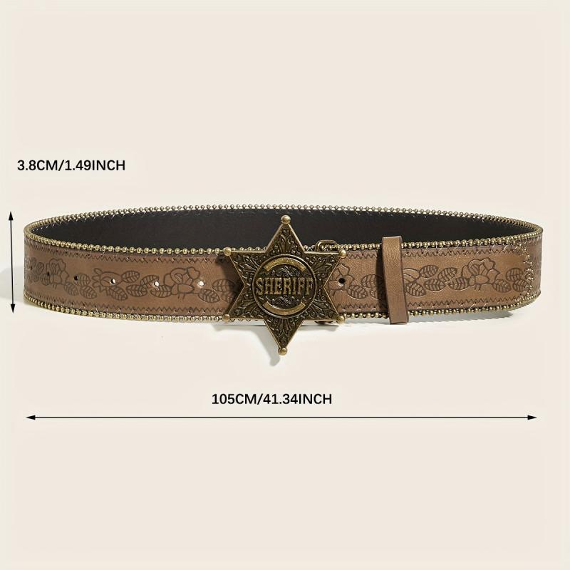 Vintage Inspired Women's Belt with Heart Buckle Distressed Brown