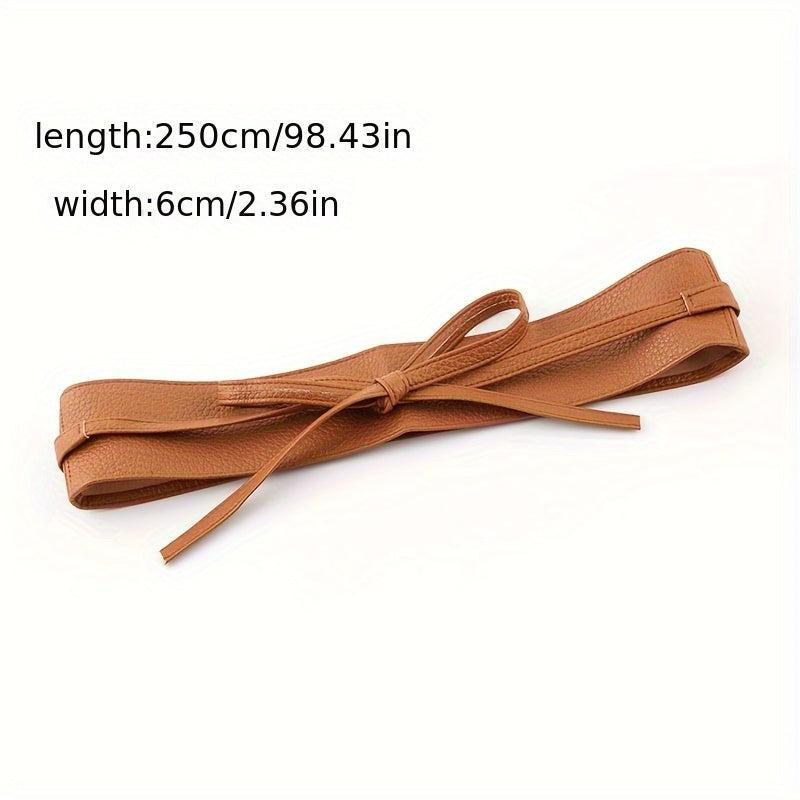 PU Leather Belt Wide Bow Women Two Layer Bohemian Style