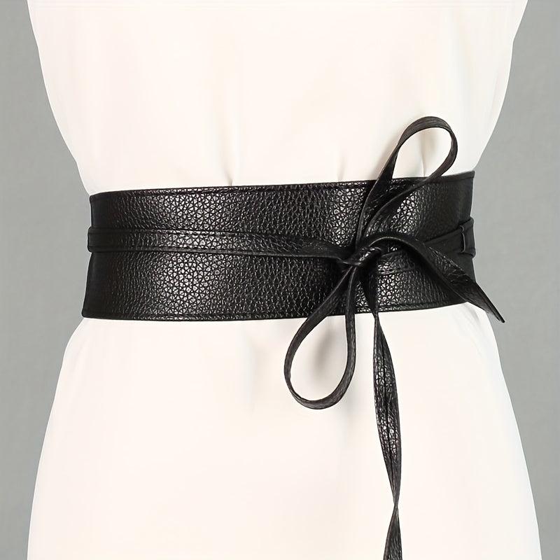 PU Leather Belt Wide Bow Women Two Layer Bohemian Style