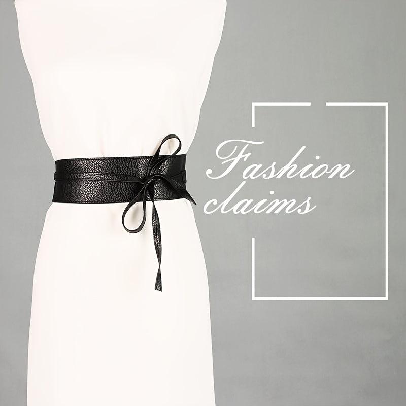 PU Leather Belt Wide Bow Women Two Layer Bohemian Style