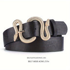 Snake Shaped Buckle Retro Versatile Belt with Soft Waist Belt