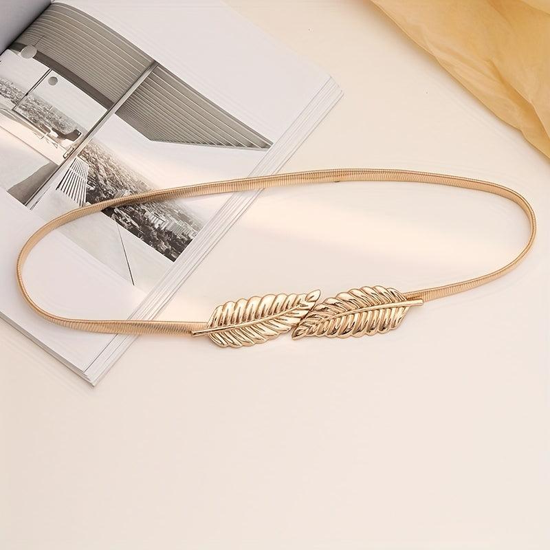 Women's Adjustable Leaf Metal Waist Belt for Dresses