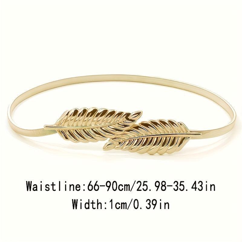 Women's Adjustable Leaf Metal Waist Belt for Dresses