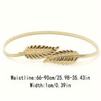 Women's Adjustable Leaf Metal Waist Belt for Dresses