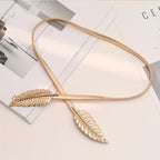 Women's Adjustable Leaf Metal Waist Belt for Dresses