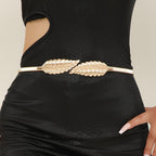 Women's Adjustable Leaf Metal Waist Belt for Dresses
