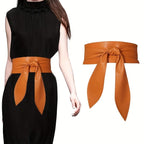 Women's Bow Tie Belt Wide Waistband for Dresses and Coats
