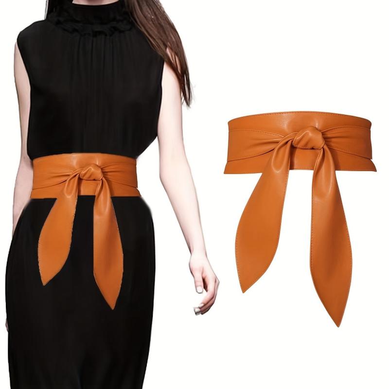 Women's Bow Tie Belt Wide Waistband for Dresses and Coats