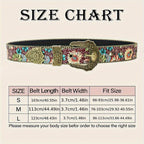 Floral Belt Burgundy Teal Pattern Bronze Bead Embellishments