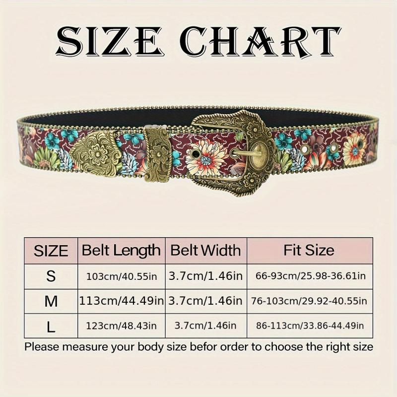 Floral Belt Burgundy Teal Pattern Bronze Bead Embellishments