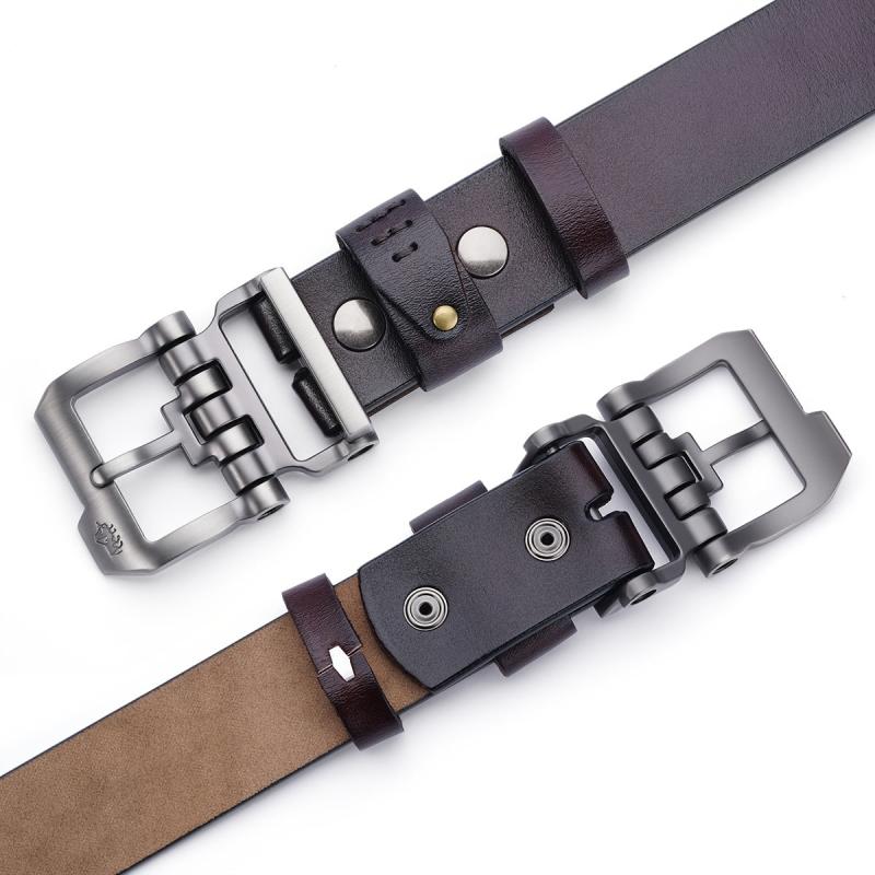 BISON DENIM Men's Vintage Leather Belt Brown