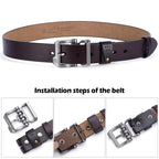 BISON DENIM Men's Vintage Leather Belt Brown